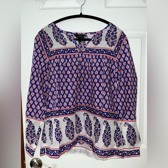 J. Crew Navy and White Boho Blouse - Picture 1 of 3